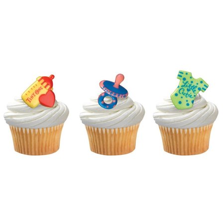 CAKEDRAKE Baby Theme Cake Topper, Baby Symbols-Cupcake Rings 24/PKG cake topper decor CD-DCP-37694-14/PKG